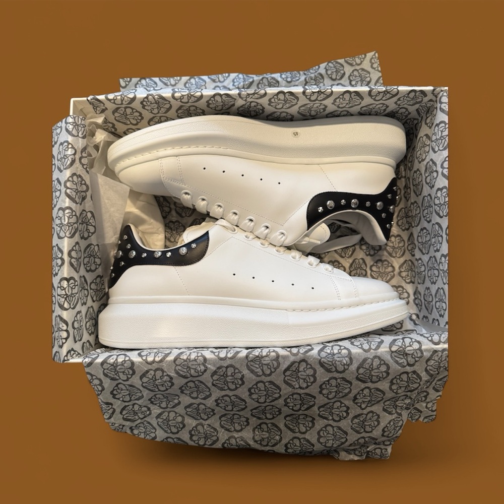 Alexander McQueen White and Black Studded Sneakers
